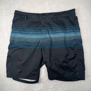 Oakley Mens Size 38 Black Blue Striped Hybrid Board Shorts Swim Surf Y2K‎
